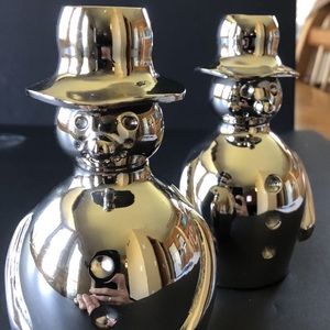 Snowman taper candle holders